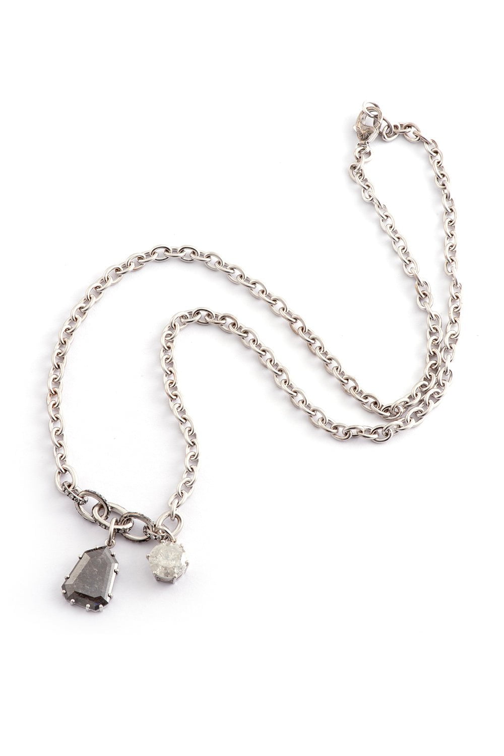 SYLVA & CIE-Rough Cut Salt Pepper Pendant Necklace-WHITE GOLD