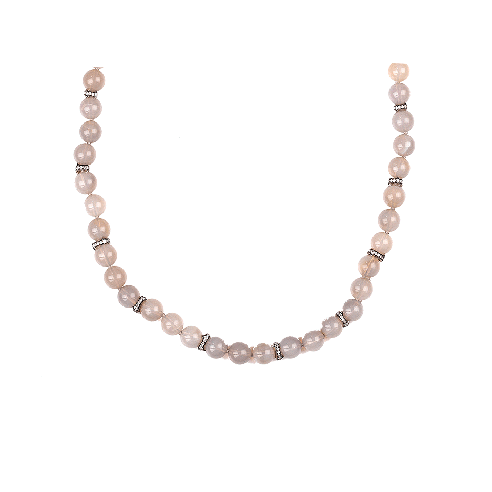 SYLVA & CIE-Round Opal Bead Necklace-WHITE GOLD