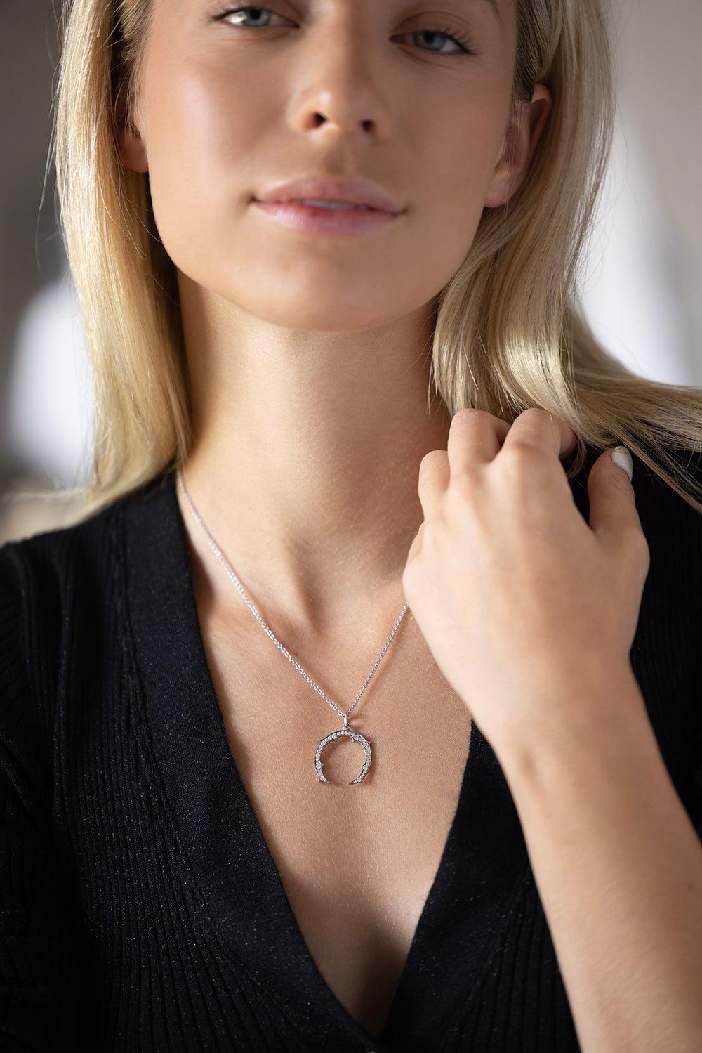 SYLVA & CIE-Small Horseshoe Pendant Necklace-WHITE GOLD