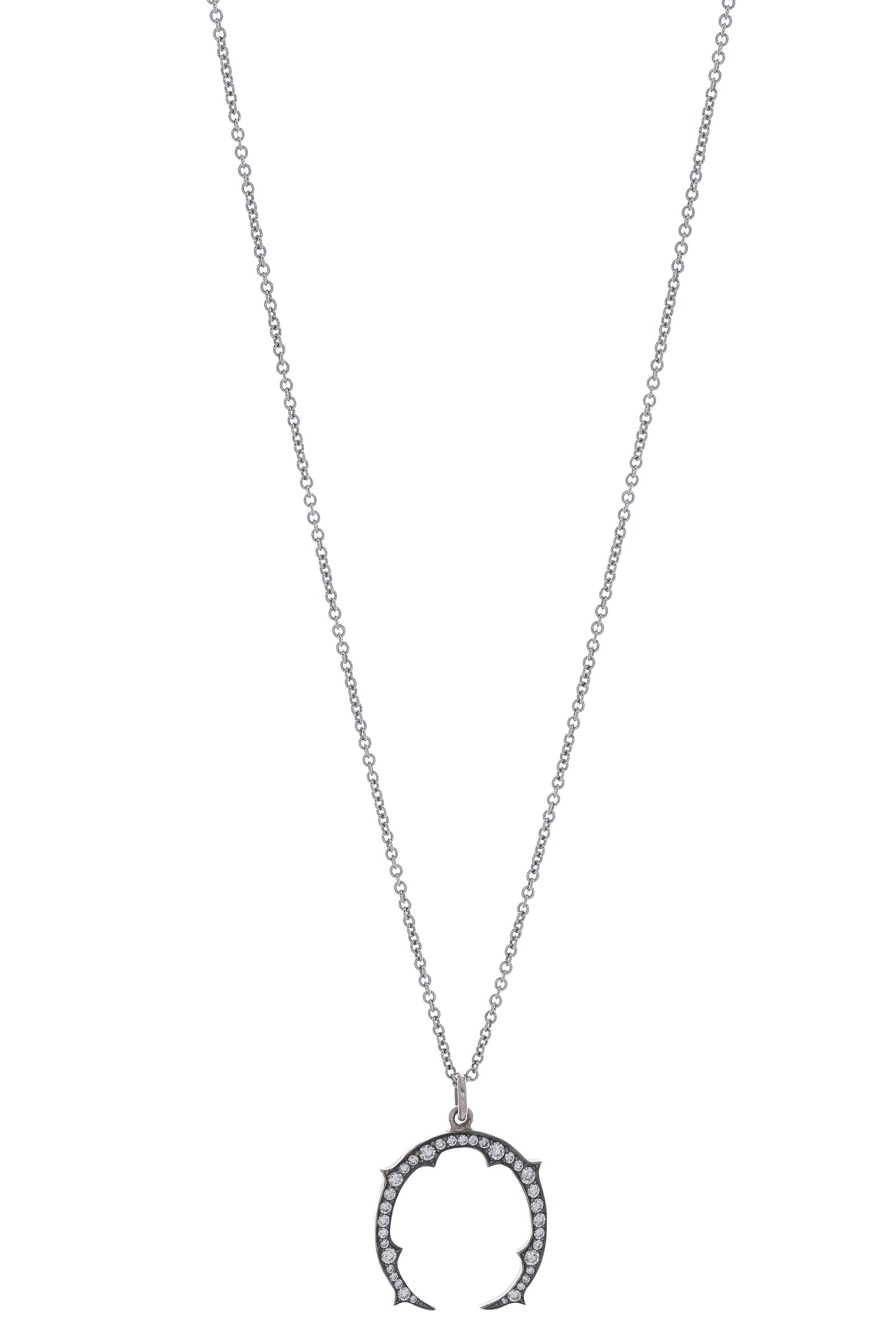 SYLVA & CIE-Small Horseshoe Pendant Necklace-WHITE GOLD