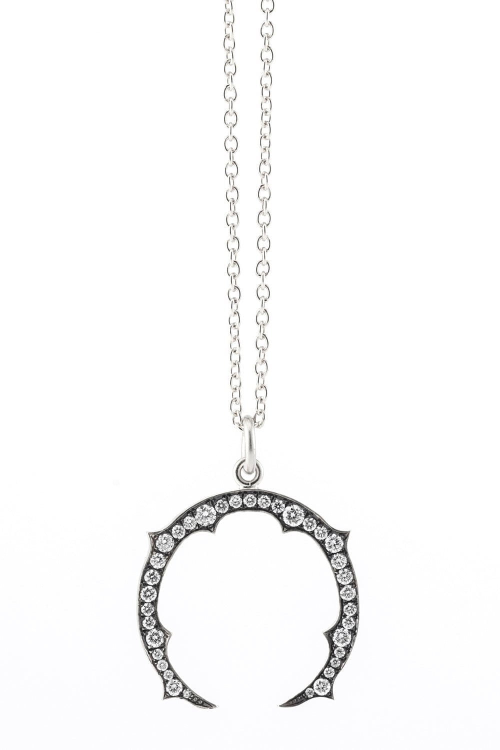 SYLVA & CIE-Small Horseshoe Pendant Necklace-WHITE GOLD