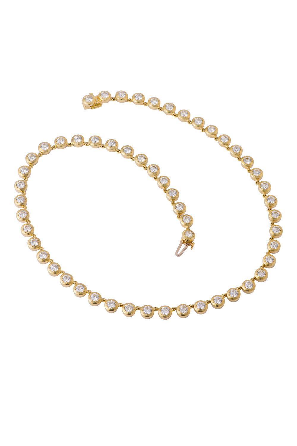  Diamond Collet Round Necklace-YELLOW GOLD-16-JEWELRYFINE JEWELNECKLACE O-SYLVA & CIE 