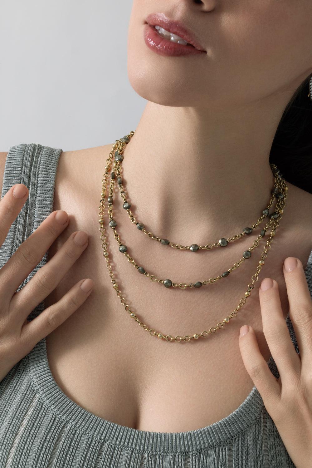  Diamond Old Cut Riviera Necklace-YELLOW GOLD-16-JEWELRYFINE JEWELNECKLACE O-SYLVA & CIE 