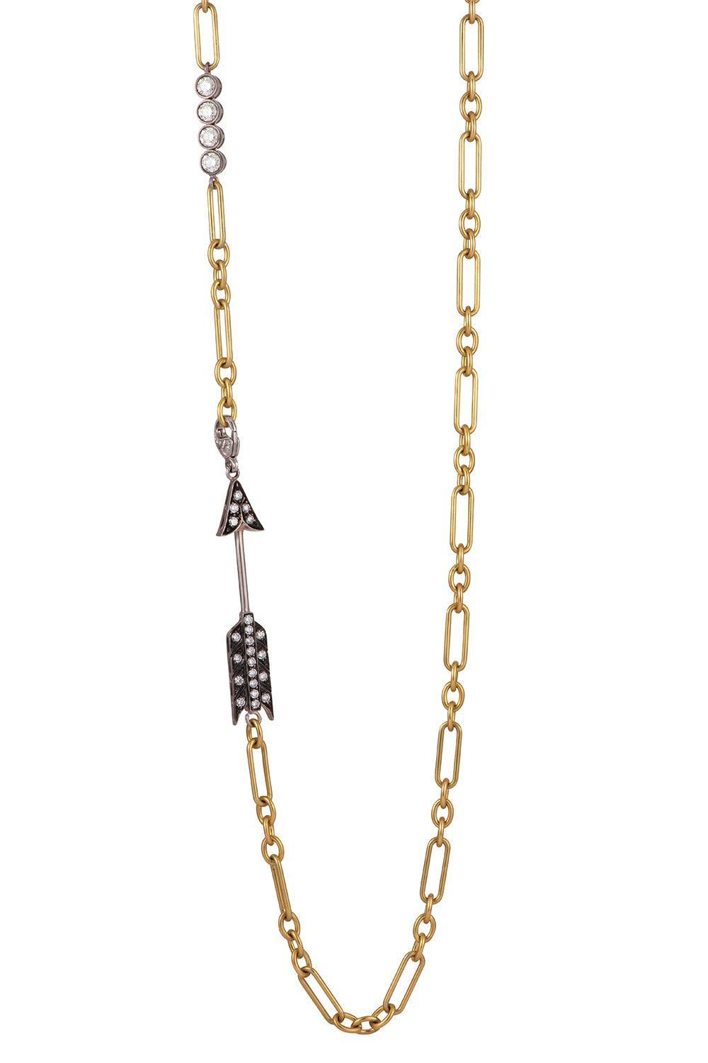  Diamond Bow And Arrow Necklace-YELLOW GOLD-23.5-JEWELRYFINE JEWELNECKLACE O-SYLVA & CIE 