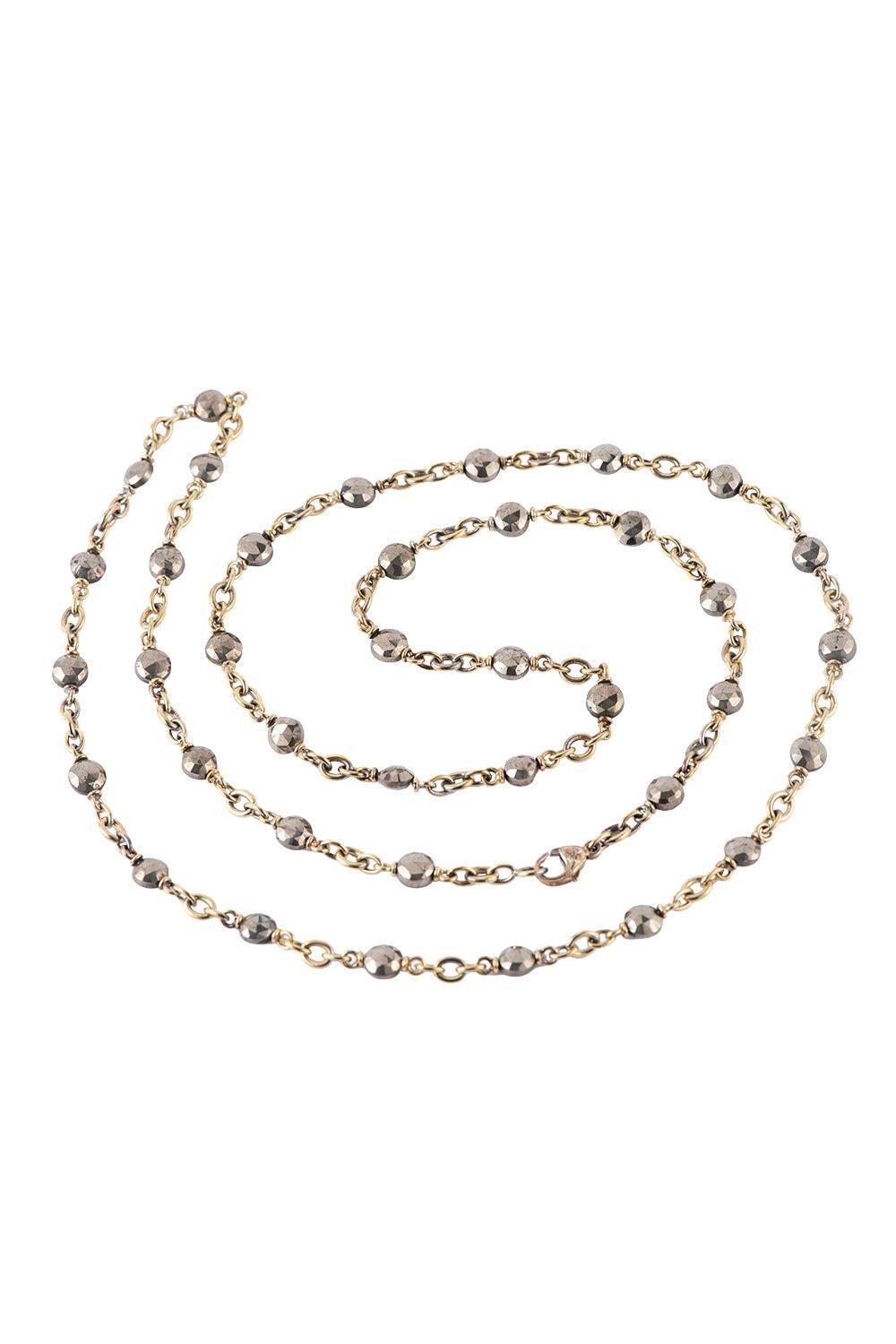  Hematite Beaded Necklace-YELLOW GOLD-32-JEWELRYFINE JEWELNECKLACE O-SYLVA & CIE 
