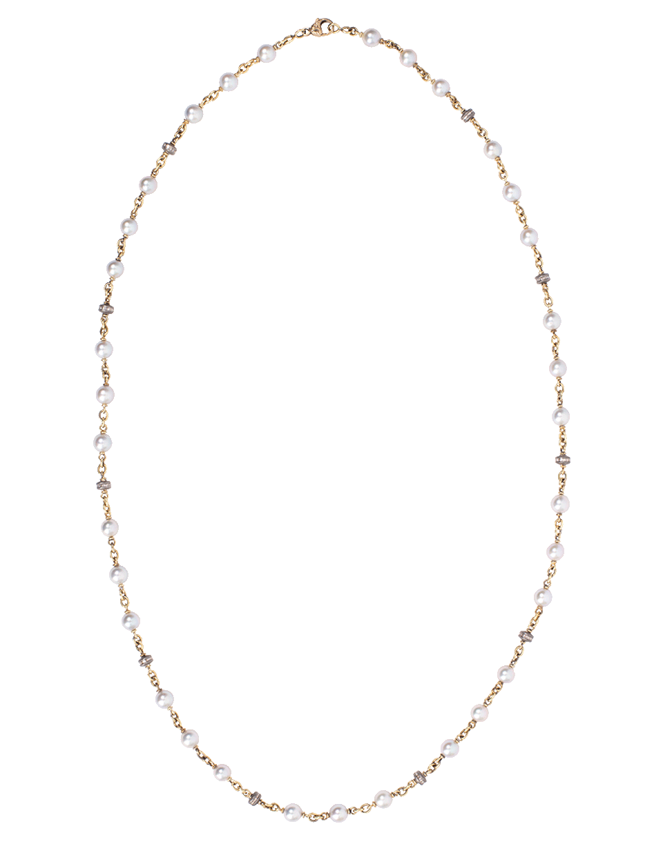 SYLVA & CIE-Akoya Pearl Diamond Bead Necklace-YELLOW GOLD