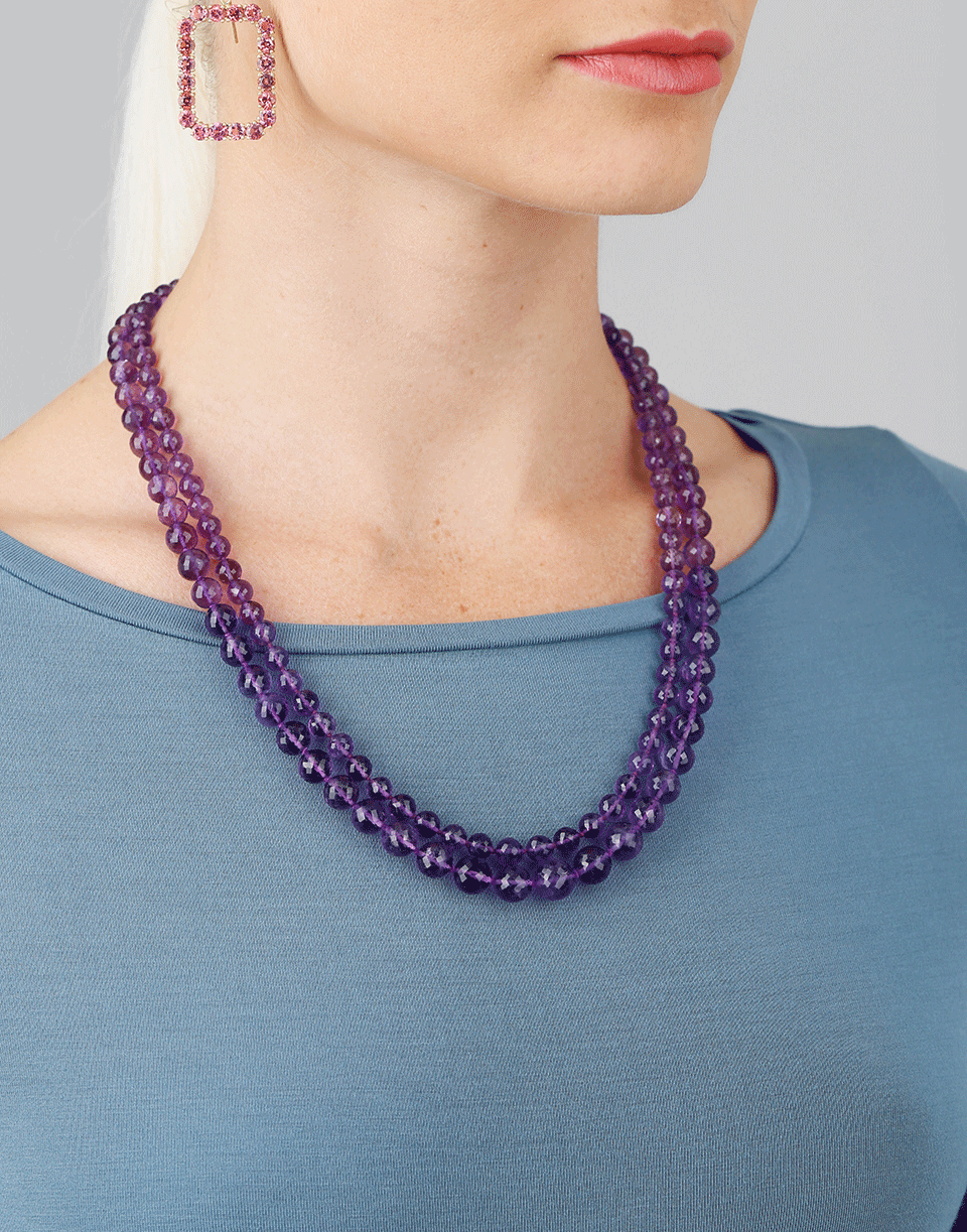 SYLVA & CIE-Amethyst Double Strand Beaded Necklace-YELLOW GOLD