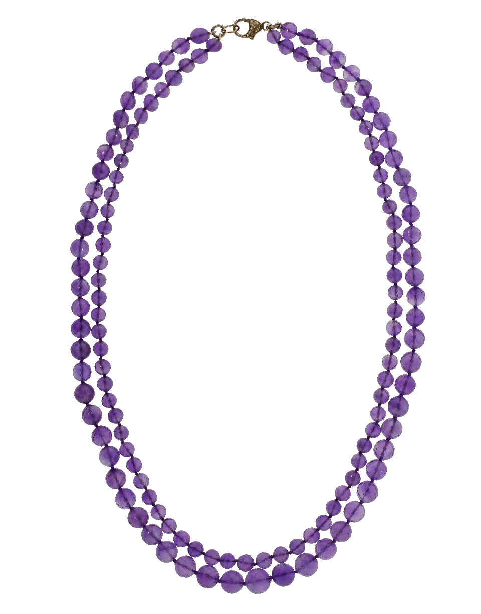 SYLVA & CIE-Amethyst Double Strand Beaded Necklace-YELLOW GOLD