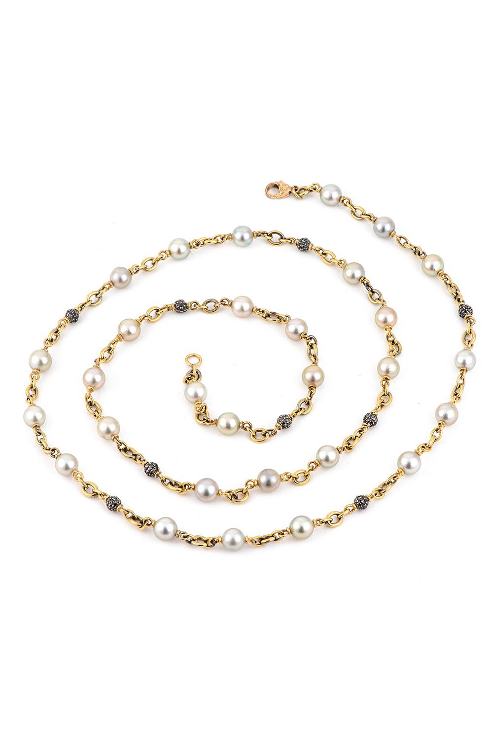 SYLVA & CIE-Black Diamond Bead Necklace-YELLOW GOLD