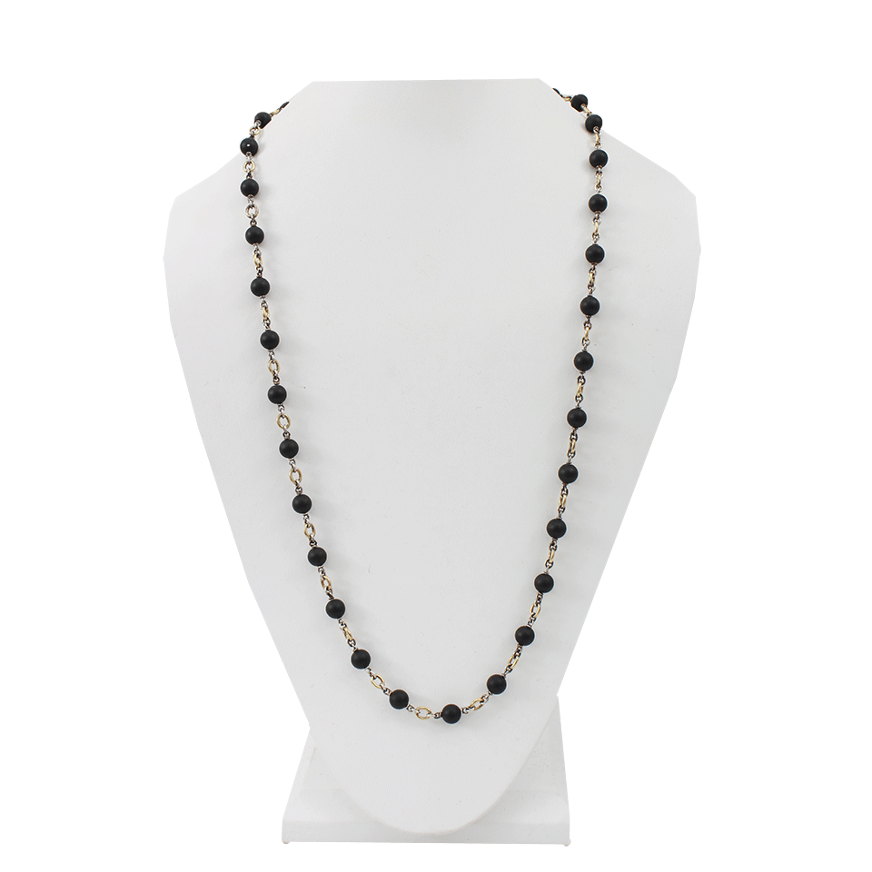SYLVA & CIE-Black Onyx Bead Necklace-YELLOW GOLD