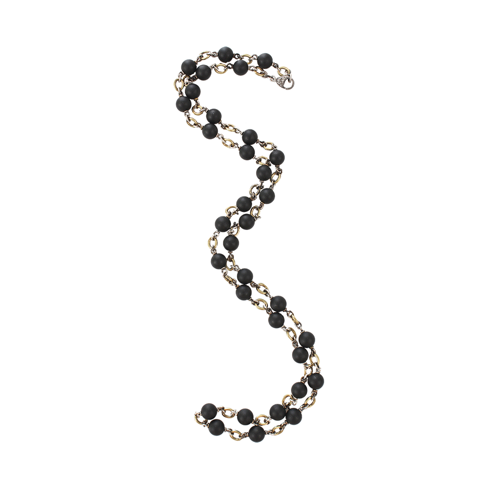 SYLVA & CIE-Black Onyx Bead Necklace-YELLOW GOLD