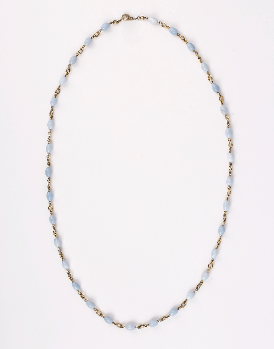 SYLVA & CIE-Brazilian Blue Opal Beaded Necklace-YELLOW GOLD