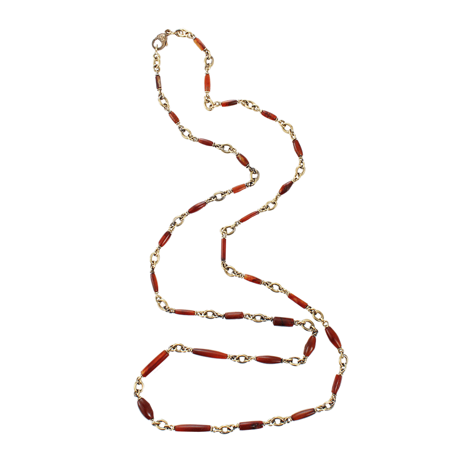 SYLVA & CIE-Carnelian Bead Necklace-YELLOW GOLD