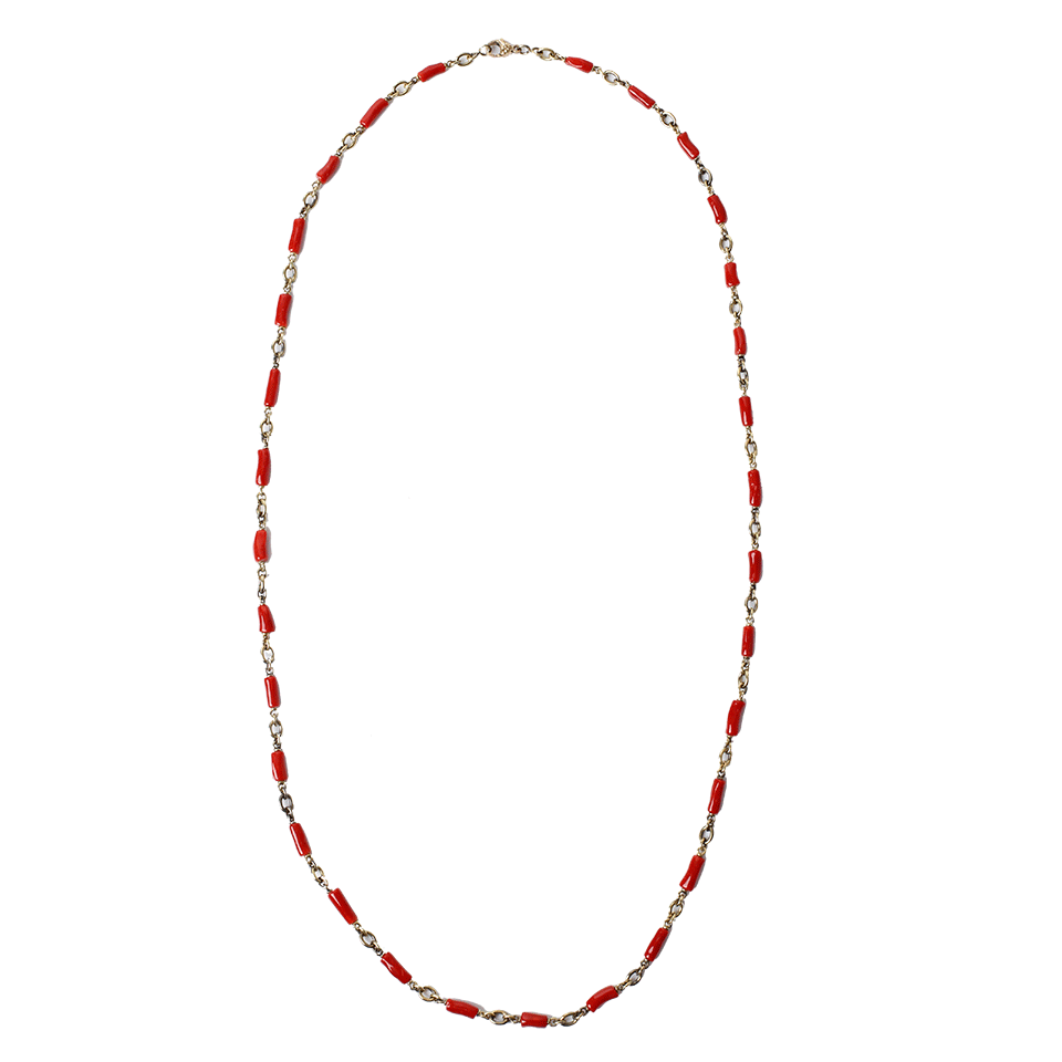 SYLVA & CIE-Coral Bead Necklace-YELLOW GOLD