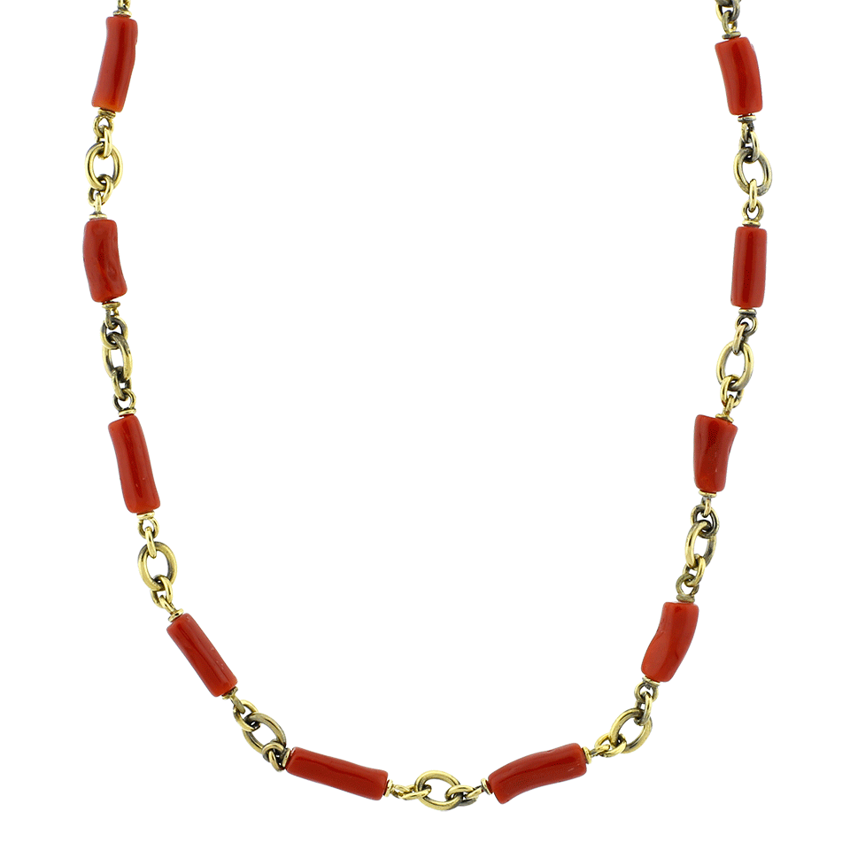 SYLVA & CIE-Coral Bead Necklace-YELLOW GOLD