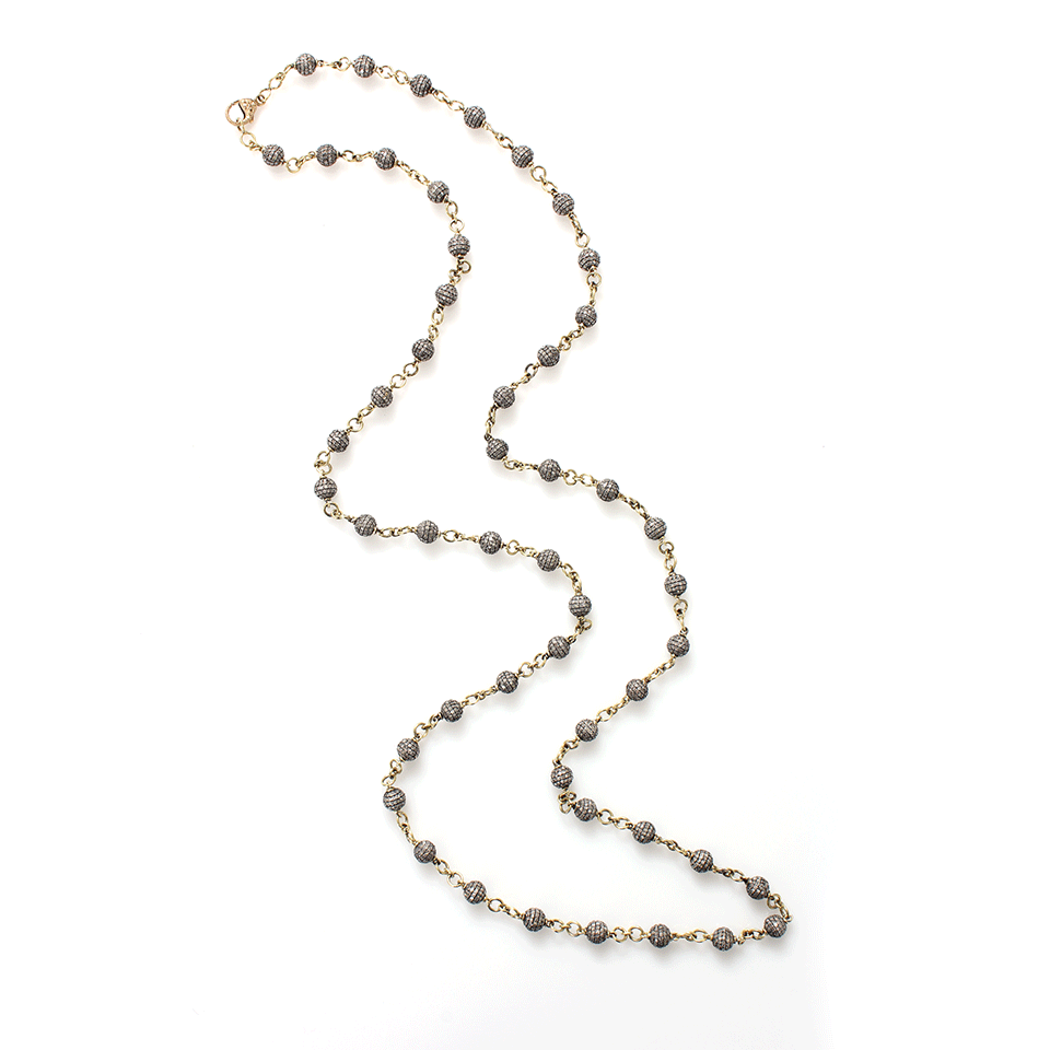 SYLVA & CIE-Diamond Pave Bead Necklace-YELLOW GOLD