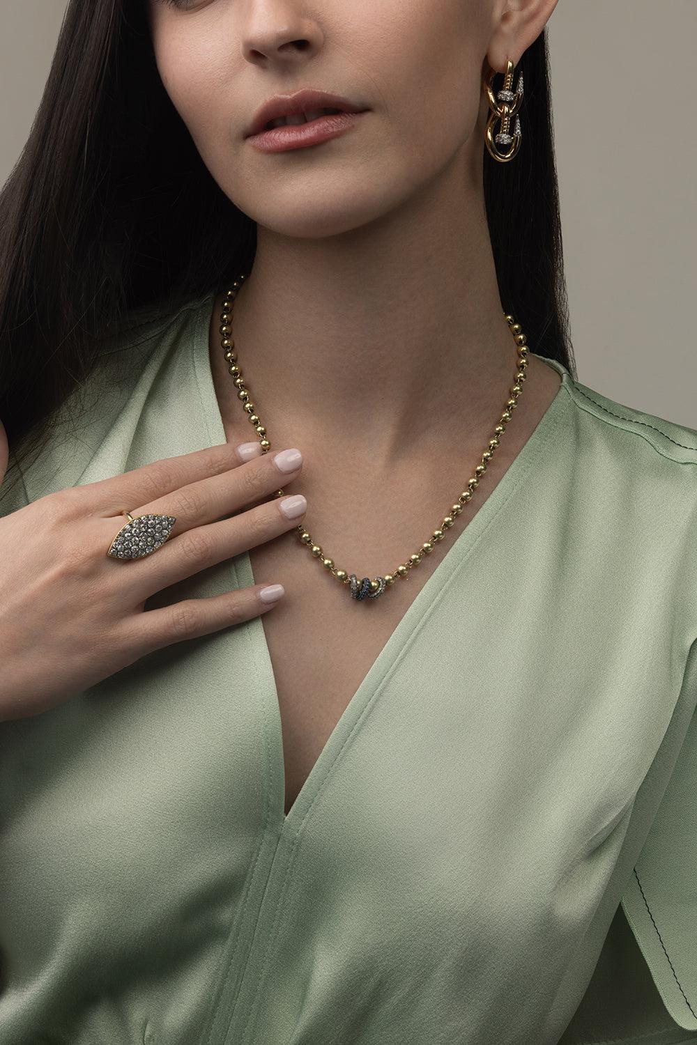 Diamond Sapphire Rondelle Bead Necklace-YELLOW GOLD-JEWELRYFINE JEWELNECKLACE O-SYLVA & CIE
