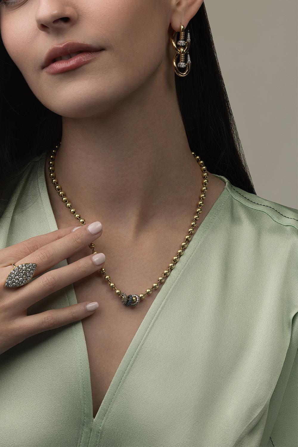 Diamond Sapphire Rondelle Bead Necklace-YELLOW GOLD-JEWELRYFINE JEWELNECKLACE O-SYLVA & CIE