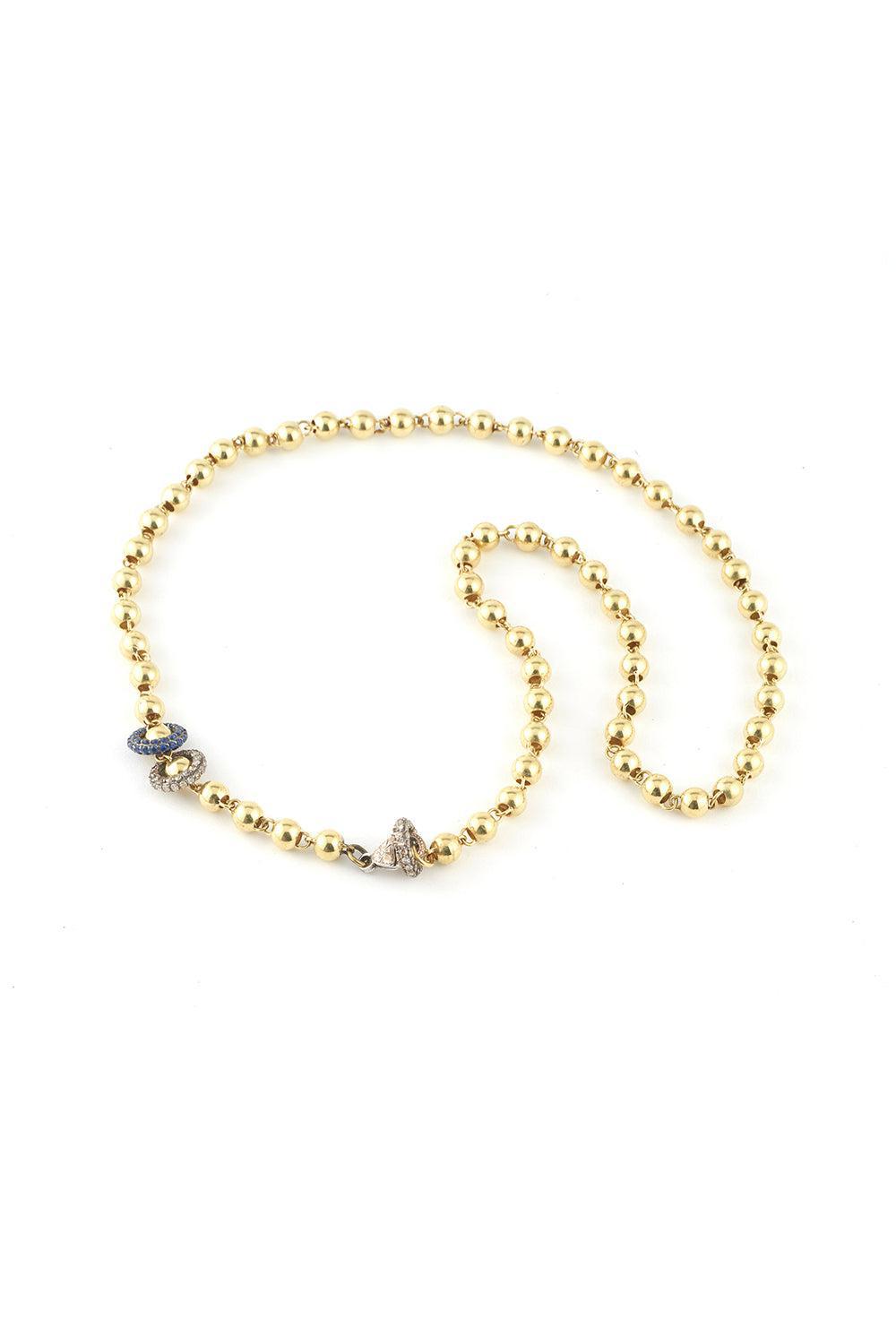 Diamond Sapphire Rondelle Bead Necklace-YELLOW GOLD-JEWELRYFINE JEWELNECKLACE O-SYLVA & CIE