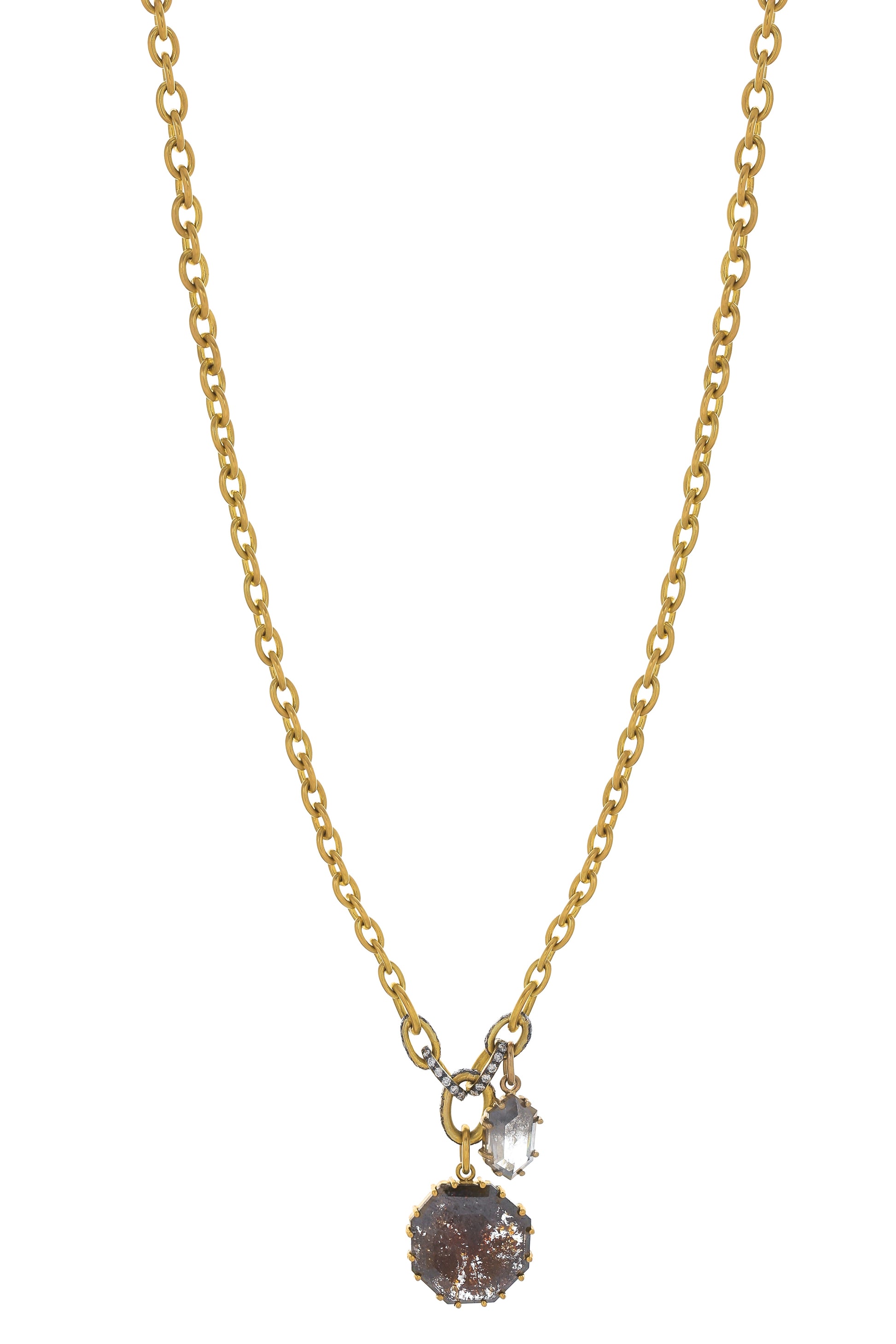 SYLVA & CIE-Double Rough Cut Pendant Necklace-YELLOW GOLD