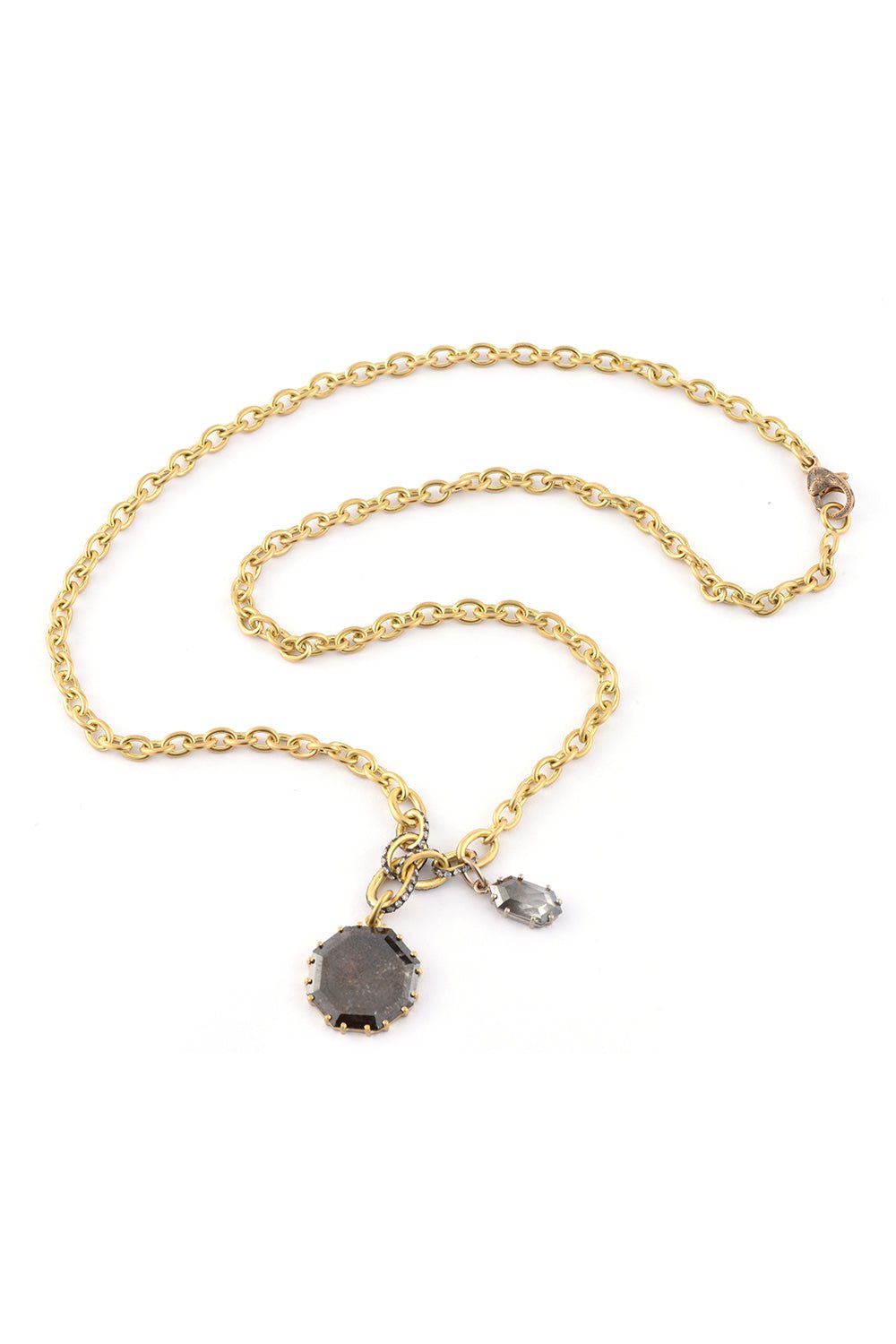 SYLVA & CIE-Double Rough Cut Pendant Necklace-YELLOW GOLD
