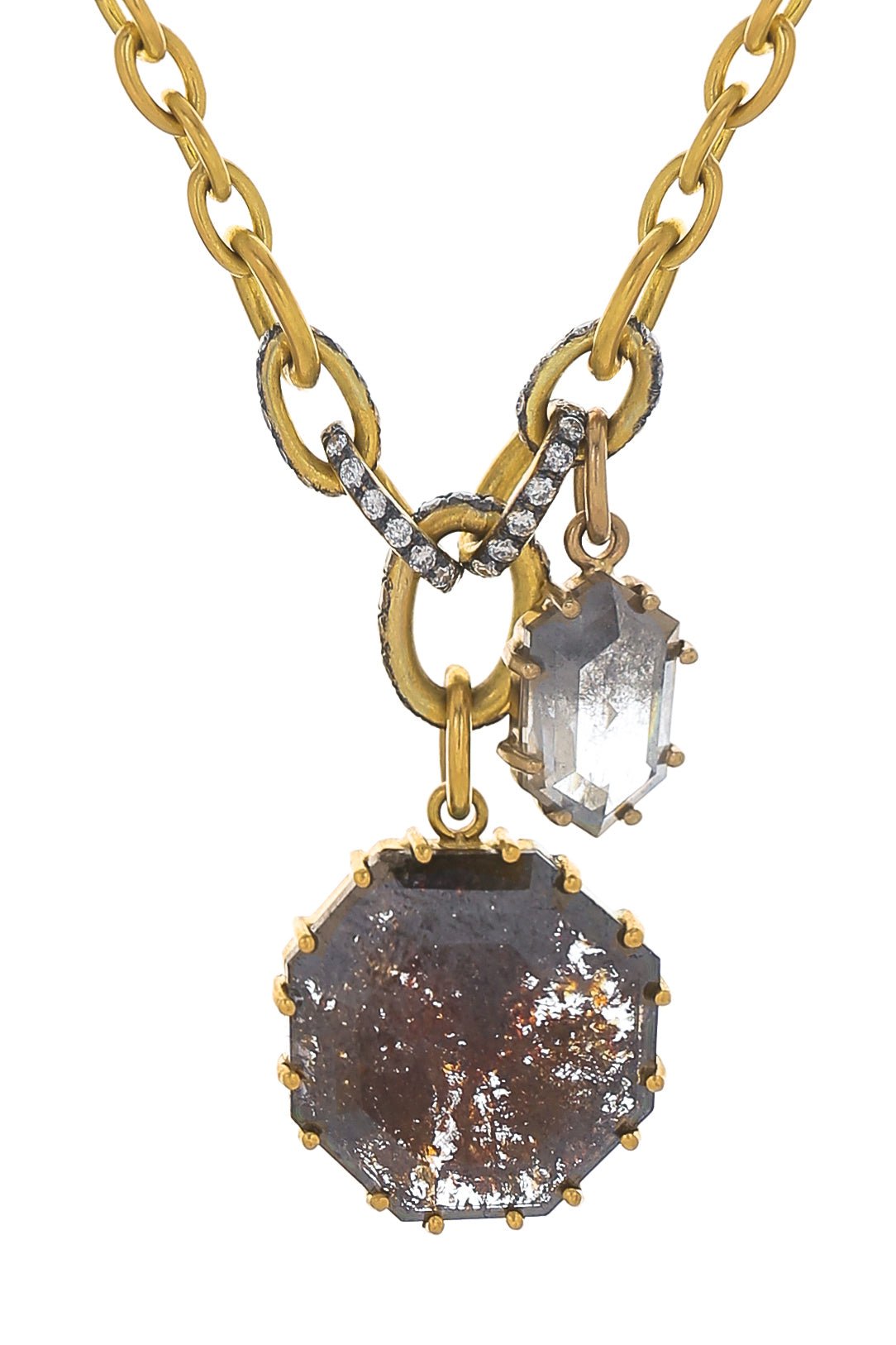 SYLVA & CIE-Double Rough Cut Pendant Necklace-YELLOW GOLD