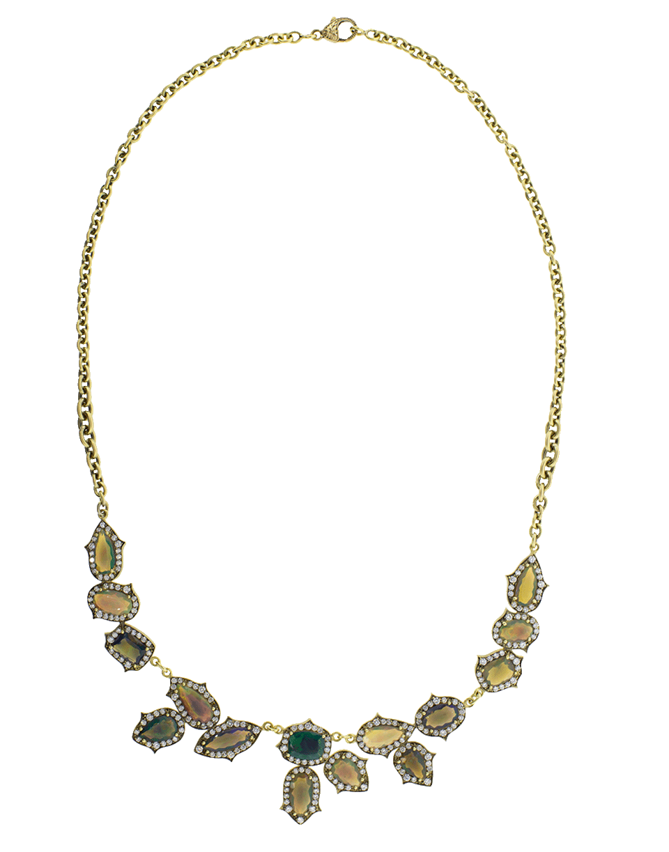 SYLVA & CIE-Ethiopian Opal And Diamond Necklace-YELLOW GOLD