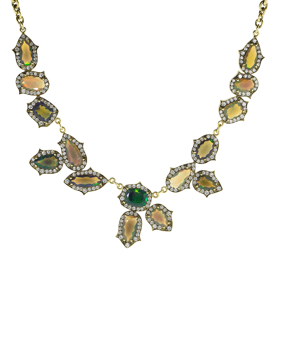 SYLVA & CIE-Ethiopian Opal And Diamond Necklace-YELLOW GOLD