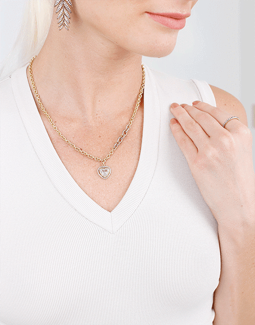 SYLVA & CIE-Heart Shaped Pendant Necklace-YELLOW GOLD