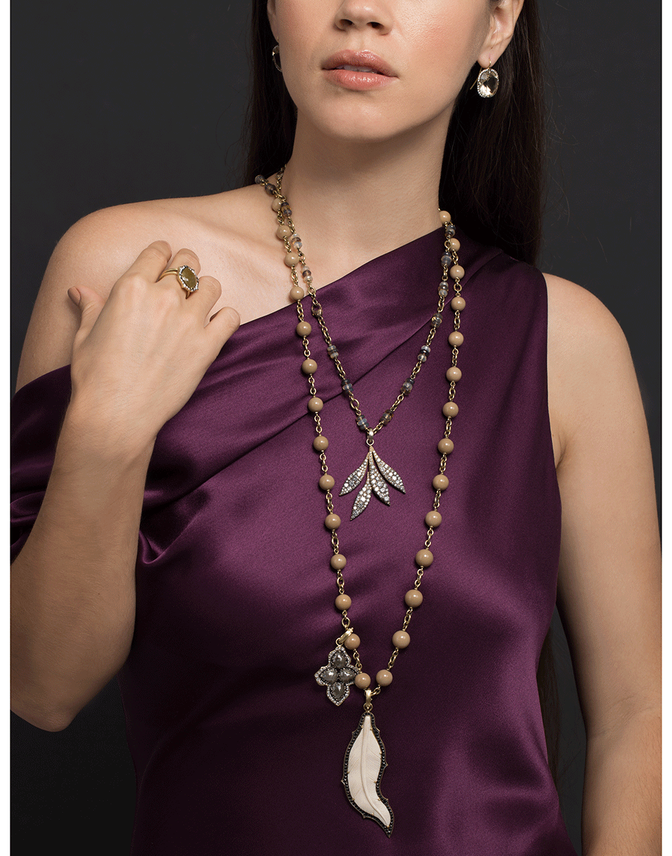 SYLVA & CIE-Honey Opal Rondelle Bead Necklace-YELLOW GOLD