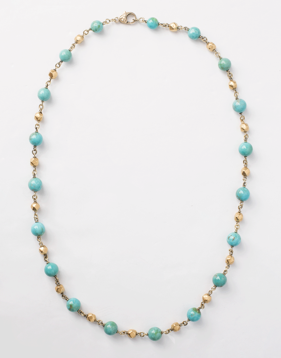 SYLVA & CIE-Kingman Turquoise Beaded Necklace-YELLOW GOLD