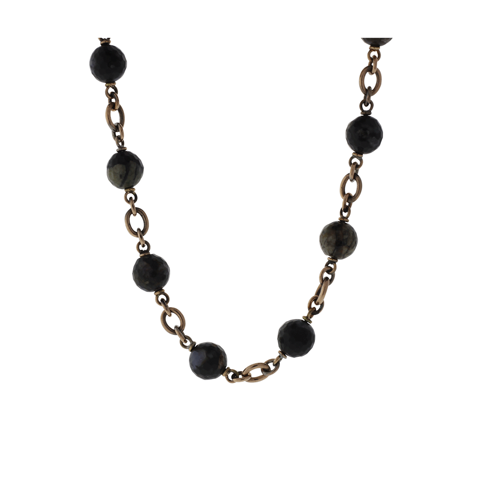 SYLVA & CIE-Lapis Ball Bead Chain Necklace-YELLOW GOLD