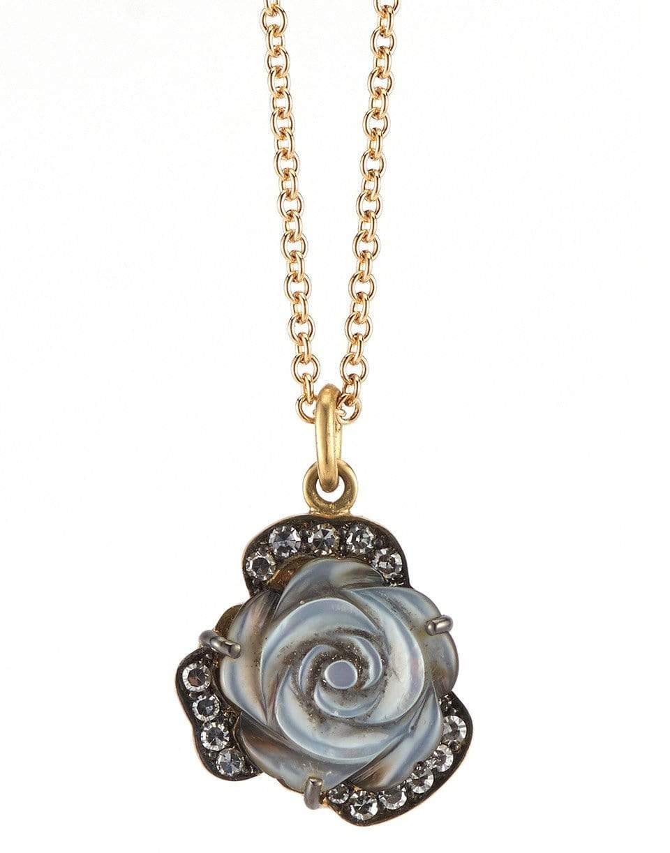 SYLVA & CIE-Mother Of Pearl and Diamond Rose Necklace-YELLOW GOLD