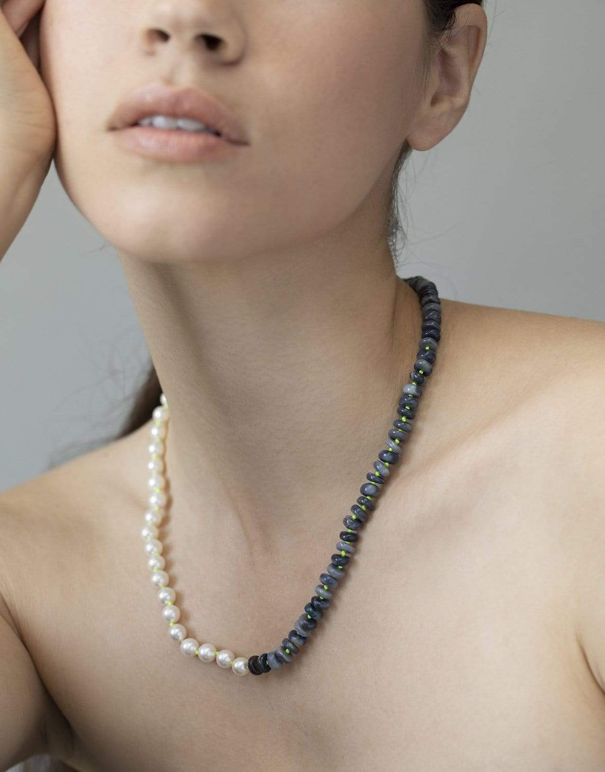 SYLVA & CIE-Neon Yellow Akoya Pearl Threaded Necklace-YELLOW GOLD