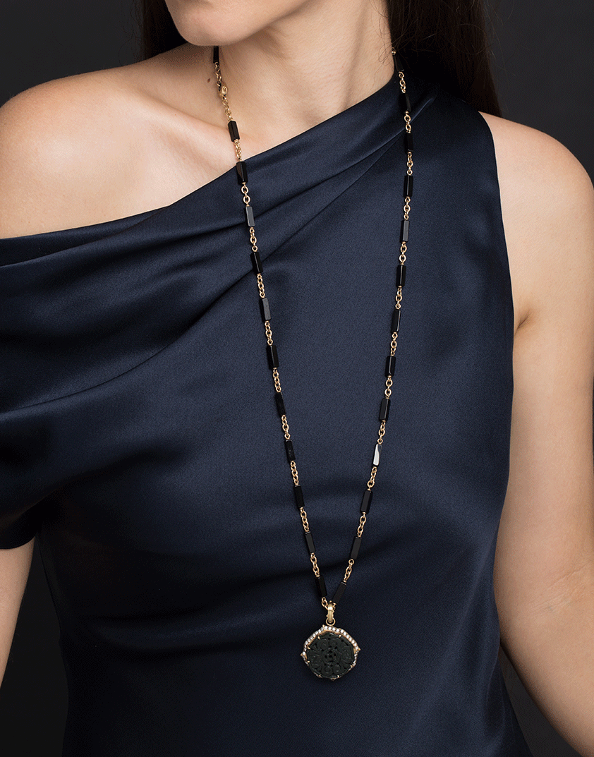 SYLVA & CIE-Onyx Bead Luca Chain-YELLOW GOLD