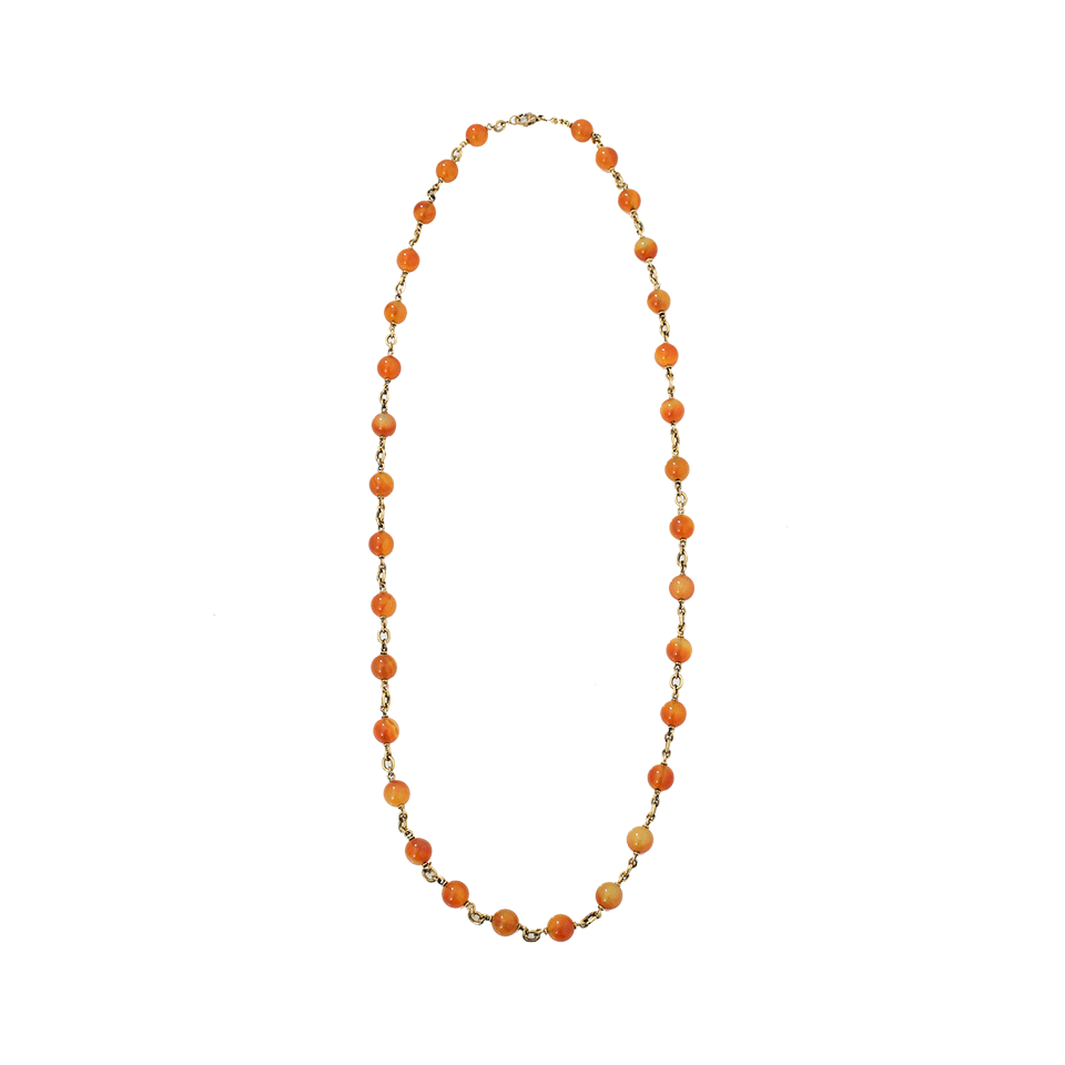 SYLVA & CIE-Orange Chalcedony Bead Necklace-YELLOW GOLD