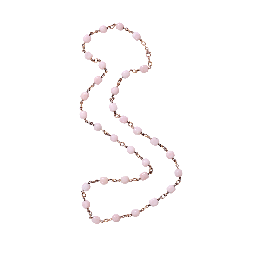 SYLVA & CIE-Pink Opal Bead Necklace-YELLOW GOLD