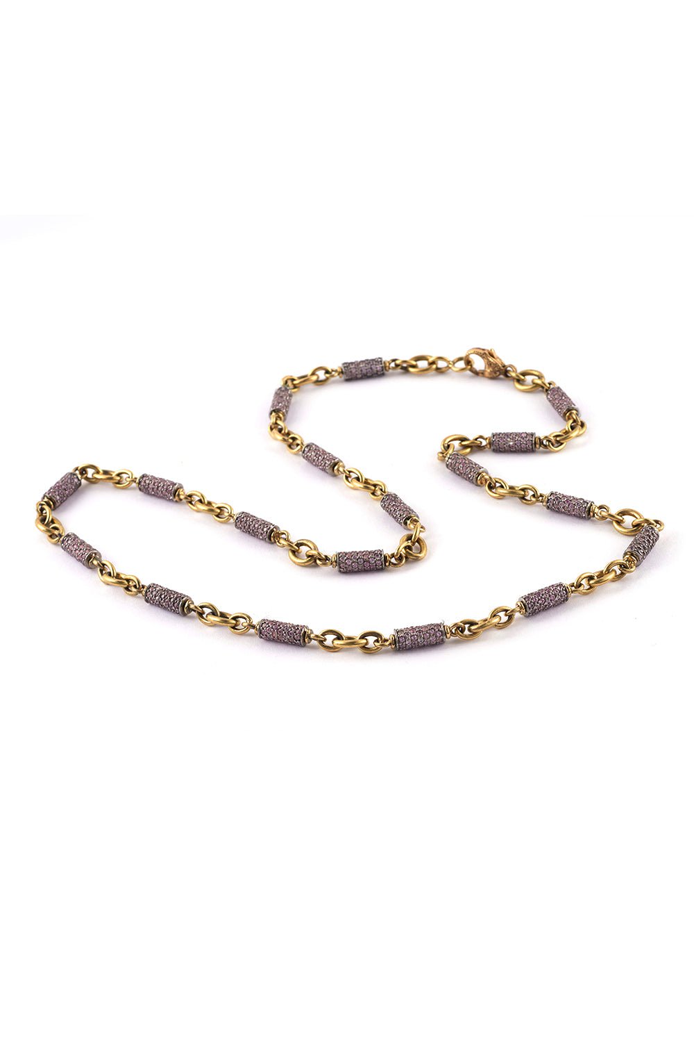 SYLVA & CIE-Pink Sapphire Bullet Chain-YELLOW GOLD