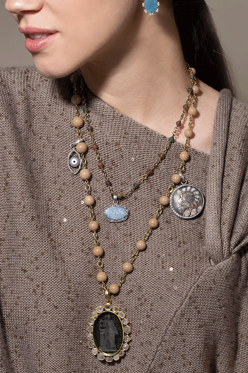 SYLVA & CIE-Sea Bamboo Bead Necklace-YELLOW GOLD