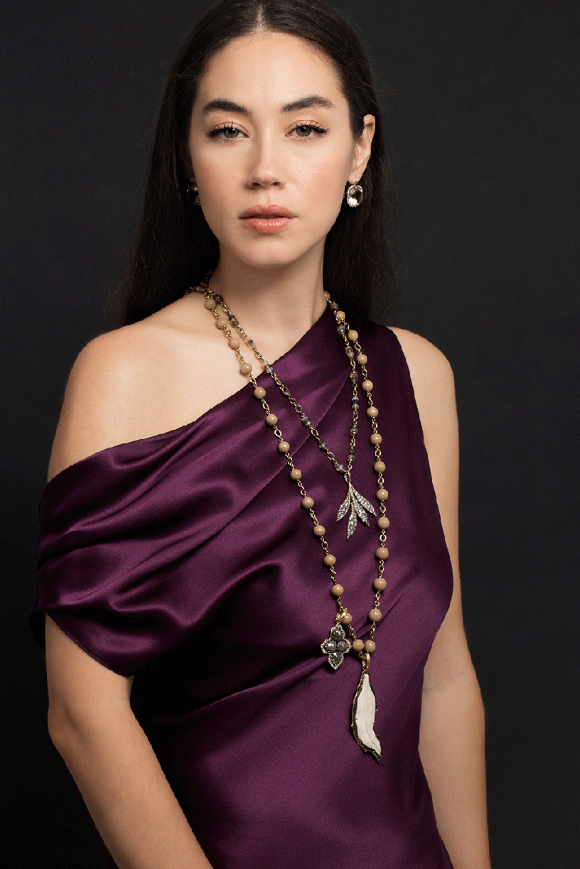 SYLVA & CIE-Sea Bamboo Bead Necklace-YELLOW GOLD