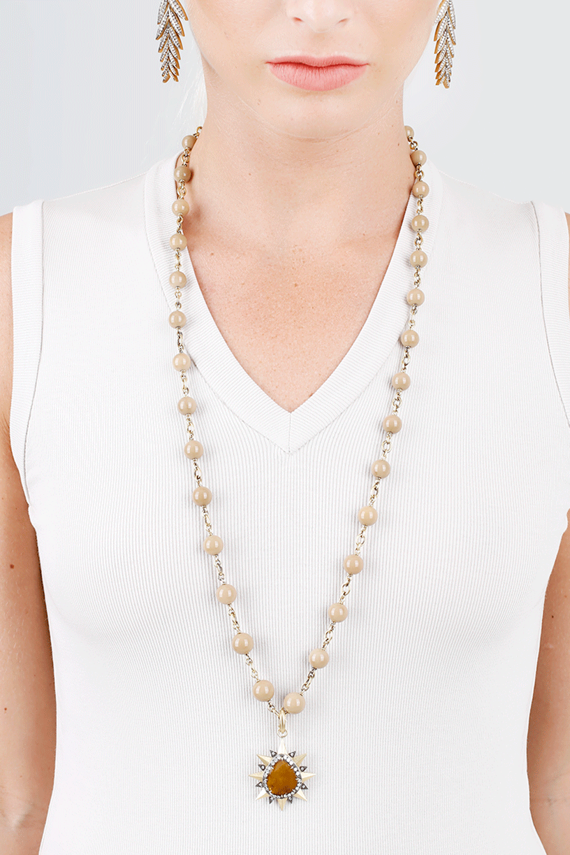 SYLVA & CIE-Sea Bamboo Bead Necklace-YELLOW GOLD