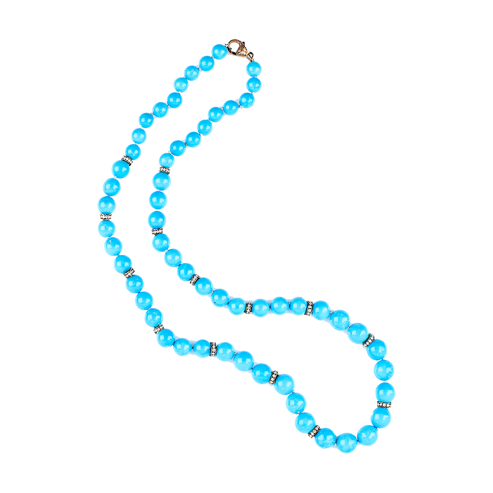 SYLVA & CIE-Sleeping Beauty Turquoise Bead Necklace-YELLOW GOLD