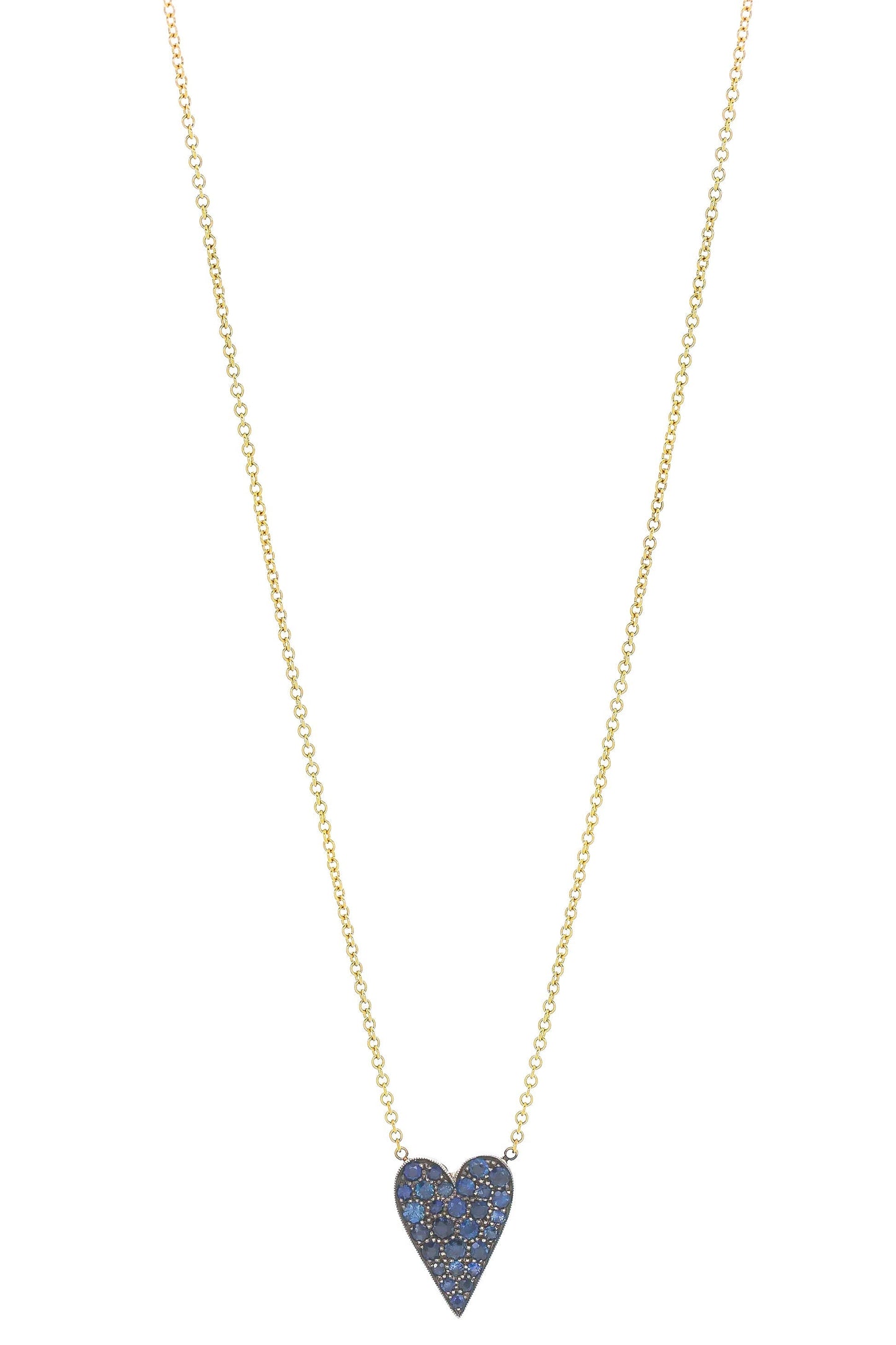 SYLVA & CIE-Ten Table Heart Necklace - Sapphire-YELLOW GOLD