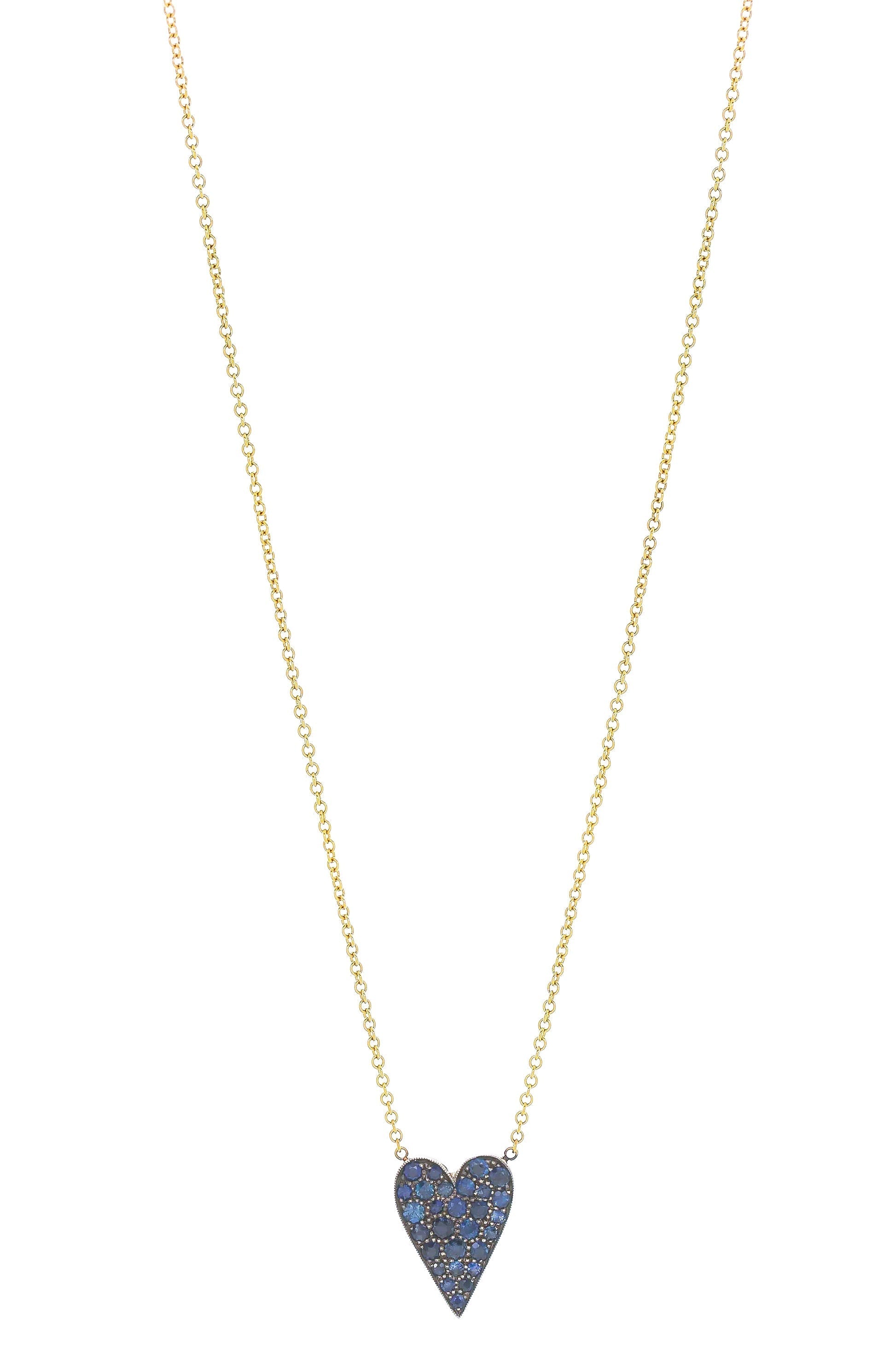 SYLVA & CIE-Ten Table Heart Necklace - Sapphire-YELLOW GOLD
