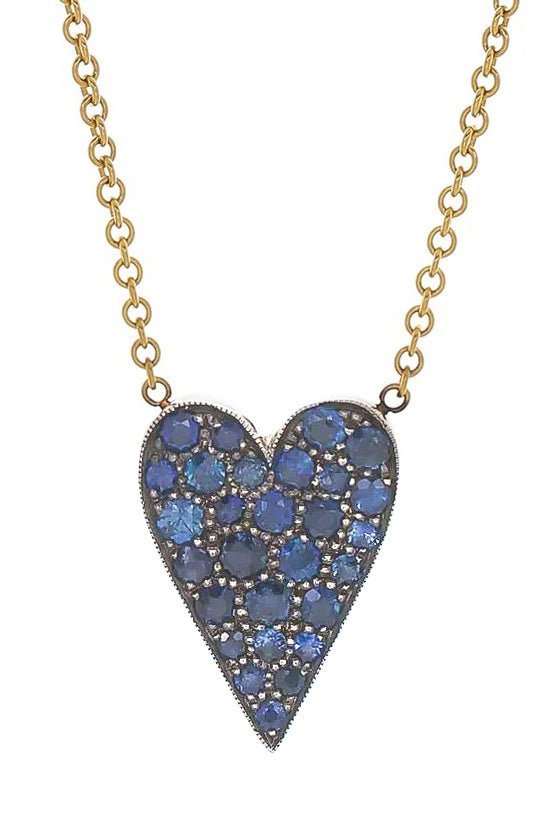 SYLVA & CIE-Ten Table Heart Necklace - Sapphire-YELLOW GOLD