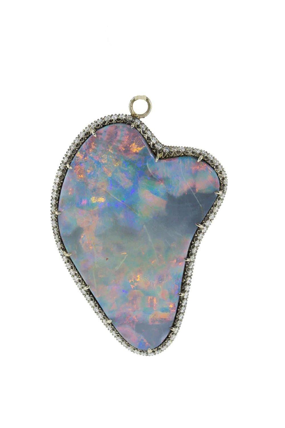 Large Opal Round Brilliant Cut Diamond Pendant-WHITE GOLD-JEWELRYFINE JEWELPENDANT-SYLVA & CIE