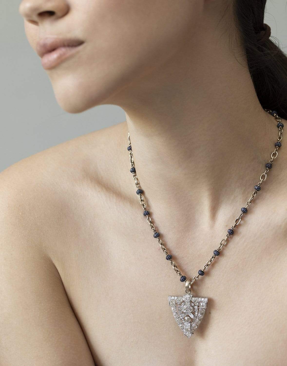 SYLVA & CIE-Diamond Art Deco Pendant-PLAT