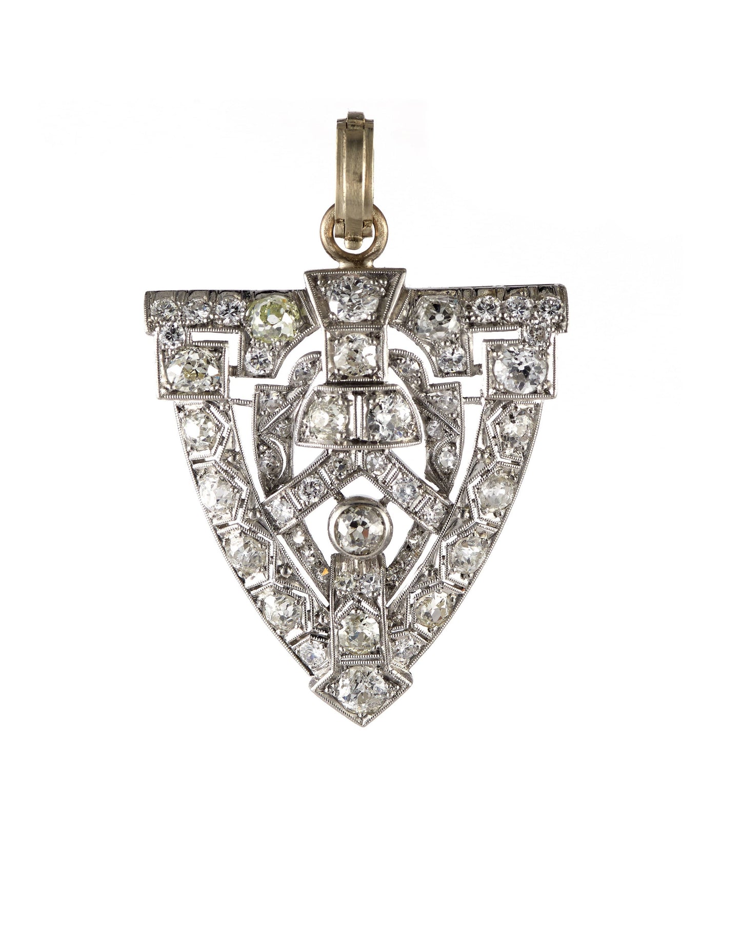 SYLVA & CIE-Diamond Art Deco Pendant-PLAT