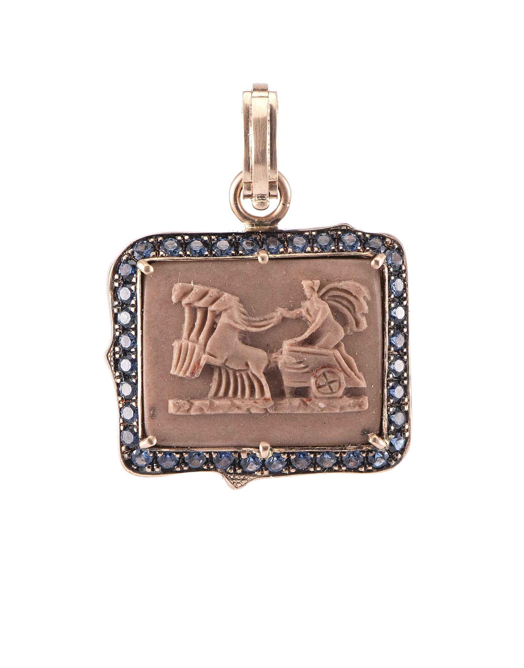 SYLVA & CIE-Cameo and Blue Sapphire Pendant-ROSE GOLD