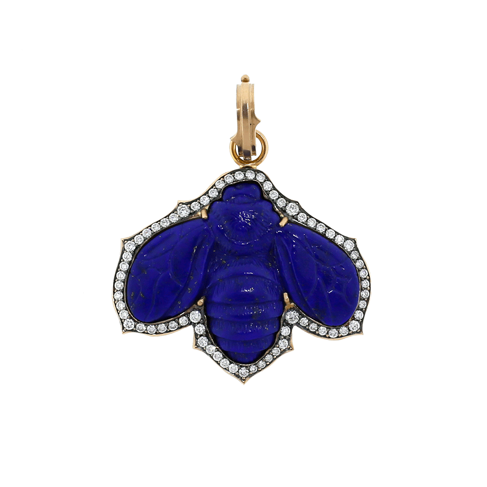 SYLVA & CIE-Carved Lapis Bee Pendant-ROSE GOLD